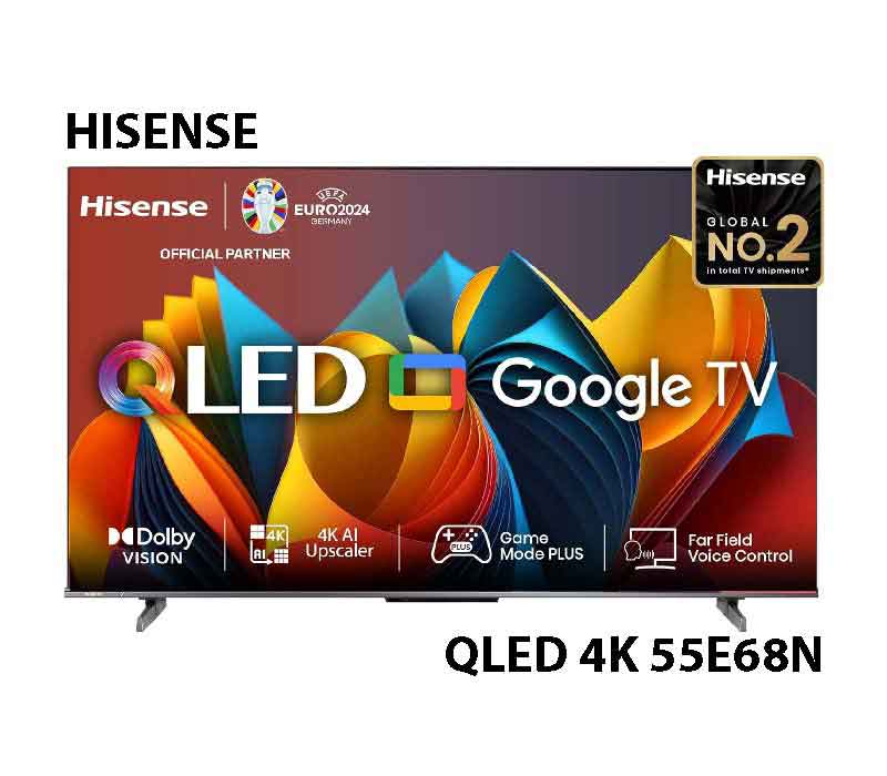 Hisense E68N Series 55 inches 4K Ultra HD Smart Google QLED TV 55E68N